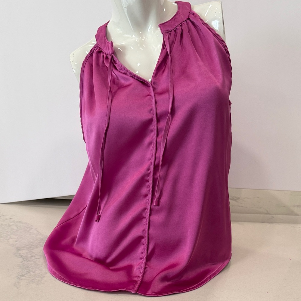 Nicole Miller Vibrant Pink Satin Top